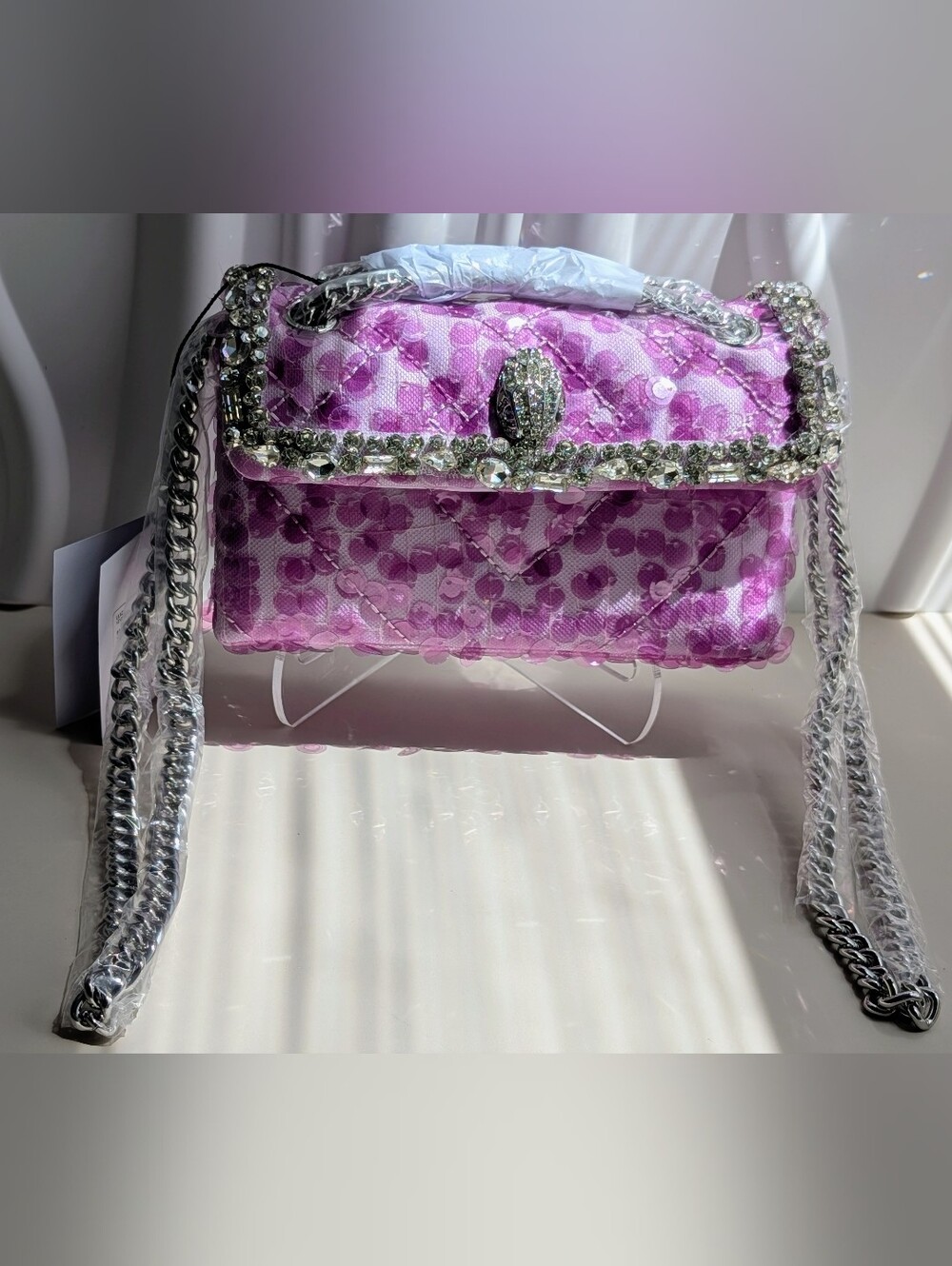 NWT Kurt Geiger Kensington Pink Sequin Crystal Crossbody Bag